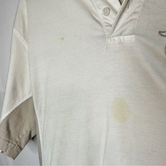 Harley Davidson Thrashed Collared Biker Motorcycle Shirt Cream Tan Logo Large - Picture 3 of 9